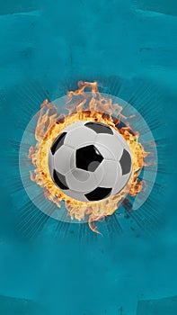 Illustration capturing the intensity of a soccer ball on fire