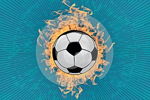 Illustration capturing the intensity of a soccer ball on fire