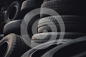 illustration, car and truck tire waste, ai generative