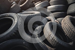 illustration, car and truck tire waste, ai generative