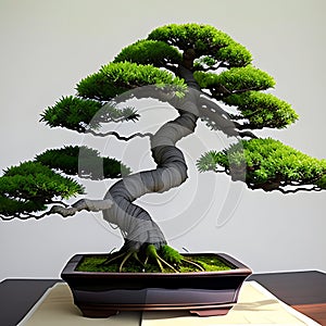 Illustration of a Carefully Shaped Bonsai Tree