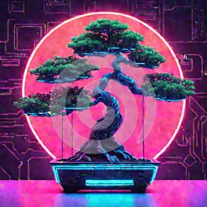 Illustration of a Carefully Shaped Bonsai Tree