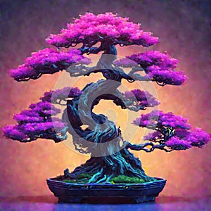 Illustration of a Carefully Shaped Bonsai Tree