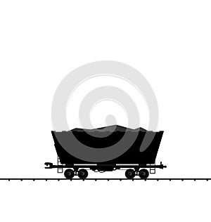 Illustration cargo coal wagon freight railroad train, black tran