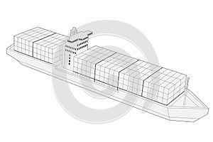 Illustration of a cargo ship. vector drawing