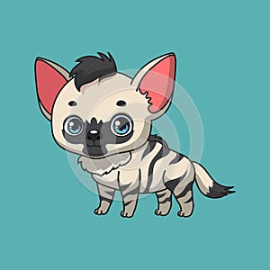 Illustration of a cartoon aardwolf on colorful background