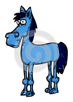 Illustration of a cartoon blue horse