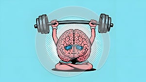 Brain Training Strong Mind Lifting Weights Illustration