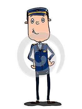 Illustration cartoon captain pilot drawing and white