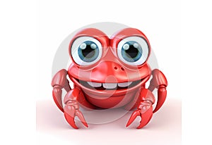 illustration of a cartoon, cheerful crab with claws, on a white background