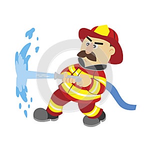 An illustration of cartoon fireman