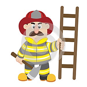 An illustration of cartoon fireman