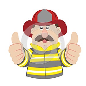 Illustration of cartoon fireman ,vector