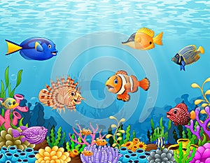 Cartoon fish under the sea