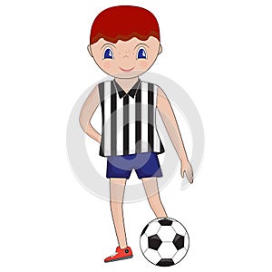 Illustration of cartoon football (soccer) player. Boy with socce