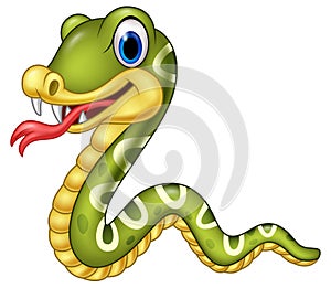 Cartoon happy snake isolated on white background