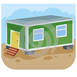 Illustration of cartoon house container construction worker, vector illustration