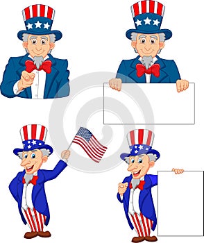 Cartoon illustration of uncle Sam collection set photo