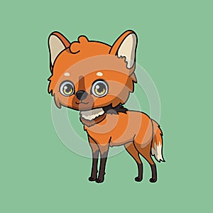 Illustration of a cartoon maned wolf on colorful background