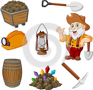 Cartoon miner tools collection set photo