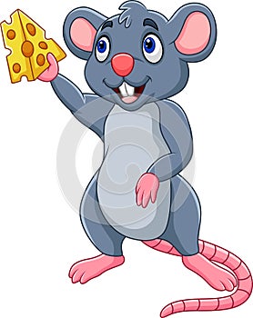 Cartoon mouse showing slice of cheese