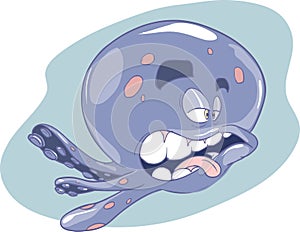 Illustration of cartoon octopus vector.