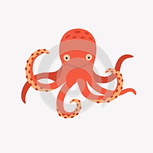 Illustration of cartoon octopus vector.