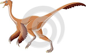 Cartoon ornithomimus on white background