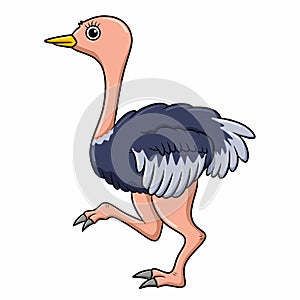 Illustration of a cartoon ostrich