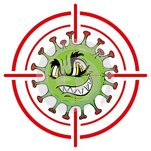 Illustration cartoon prohibited corona virus a microorganism