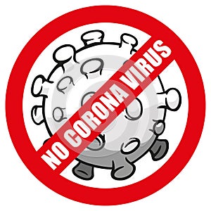 Illustration cartoon prohibited corona virus a microorganism, disinfection, sterilization or sanitization