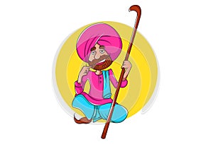 Illustration Of Cartoon Punjabi Man