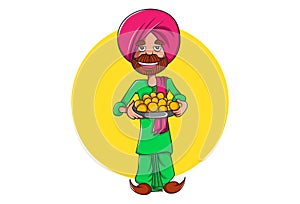 Illustration Of Cartoon Punjabi Man