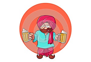 Illustration Of Cartoon Punjabi Man