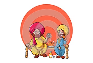 Illustration Of Cartoon Punjabi Man