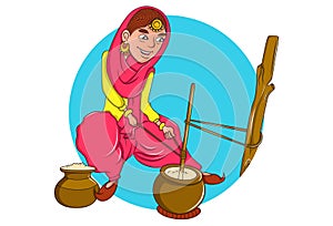 Illustration Of Cartoon Punjabi Woman