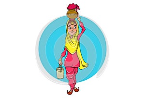 Illustration Of Cartoon Punjabi Woman