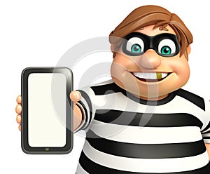 Illustration of cartoon thief with tab