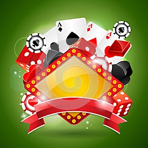 Illustration on a casino theme with ribbon.