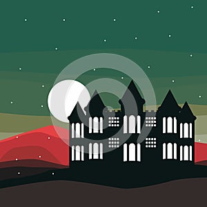 Illustration of a Castle on silhouette vector