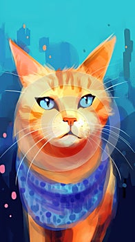 Illustration of a cat with colorful smoke.