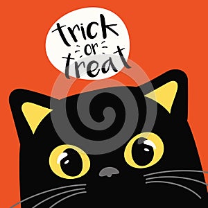 Illustration of a cat face and trick or treat message -vector eps8
