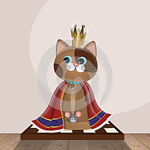 illustration of the cat king on the chessboard