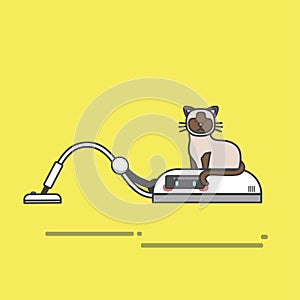 Illustration of cat sitting on machine