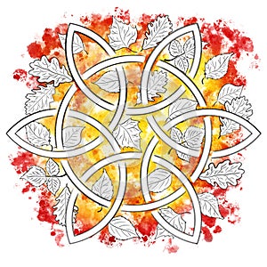illustration of celtic knot in pencil and watercolor