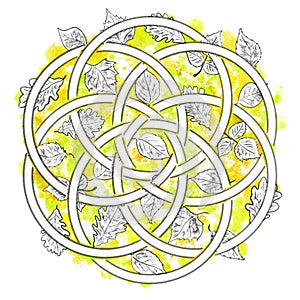 illustration of celtic knot in pencil and watercolor