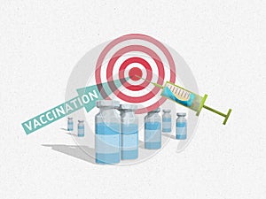 Illustration of centered target syringe illustrating the importance of the vaccine in children