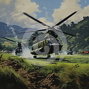 Illustration, CH-47 Cargo Helicopter, \