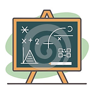 Math Formulas on Chalkboard Icon: Education, Learning, and Classroom Concepts