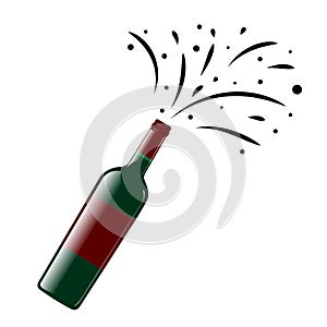 Illustration of champagne bottle explosion icon